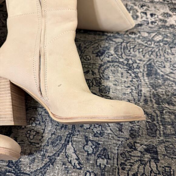 DOLCE VITA Women’s 8 Fynn Block Heel Leather Knee High Boots Cream Leather - Picture 6 of 7